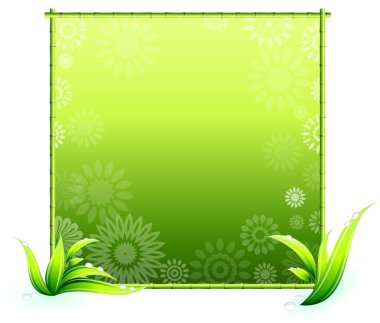 bamboo border elements on floral pattern clipart