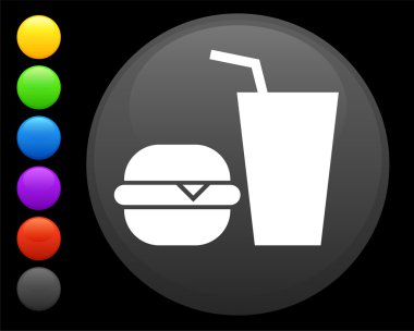 hamburger and soda icon on round internet button clipart