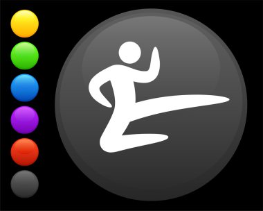 karate icon on round internet button clipart