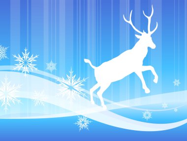 Deer on abstract winter background clipart