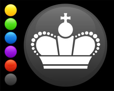 Royal crown icon on round internet button clipart