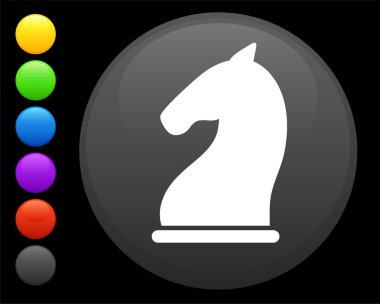 knight chess piece icon on round internet button clipart