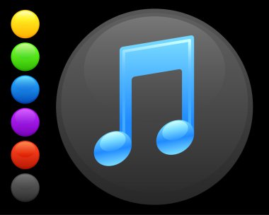 musical note icon on round internet button clipart
