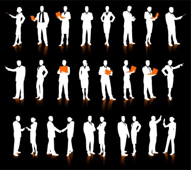 Business Silhouette Super Set on black clipart