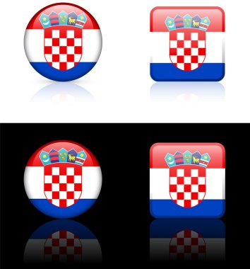 Croatia Flag Buttons on White and Black Background clipart