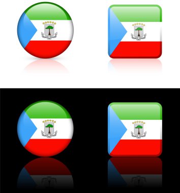 equatorial guinea Flag Buttons on White and Black Background clipart