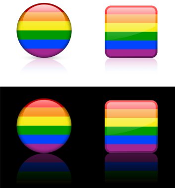 Gay Flag Buttons on White and Black Background clipart