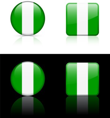 Nigeria Flag Buttons on White and Black Background clipart