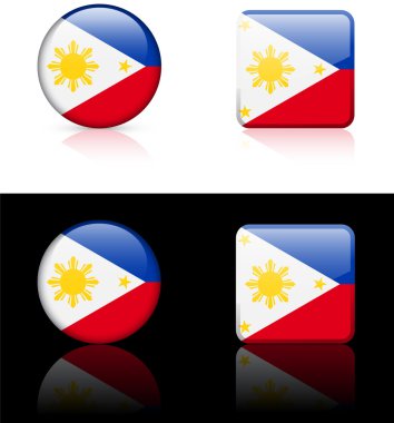 philippines Flag Buttons on White and Black Background clipart