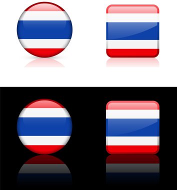 thailand Flag Buttons on White and Black Background clipart