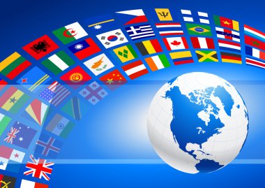 Globe with Many Flag Banner clipart