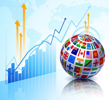 Flags Globe on Stock background clipart