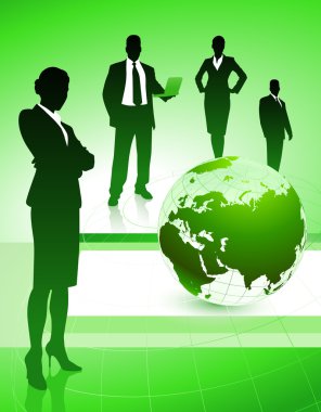 Business Team with Globe on Abstract Background clipart