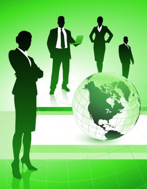 Business Team with Globe on Abstract Background clipart