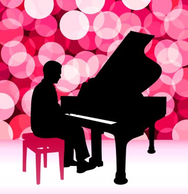 Piano Musician on Lens Flare Background clipart