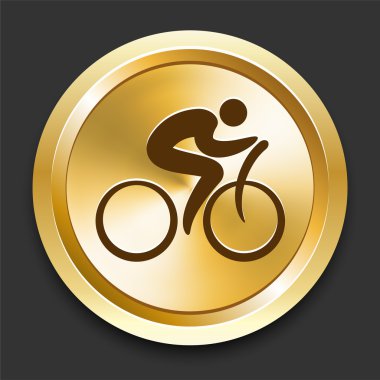 Cyclist on Golden Internet Button clipart