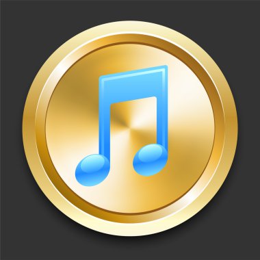 Musical Note on Golden Internet Button clipart