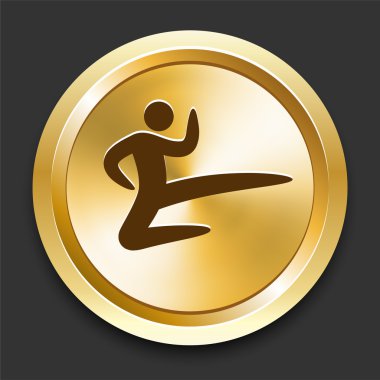 Karate on Golden Internet Button clipart