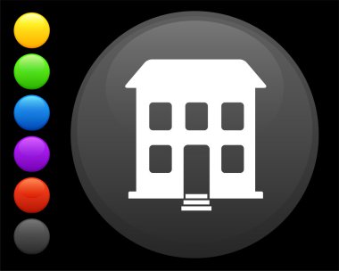 house icon on round internet button clipart