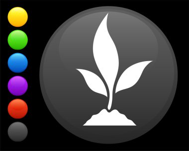 plant icon on round internet button clipart