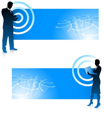 Wireless internet backgrounds with business executives clipart