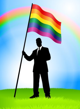 Businessman Leader Holding Gay Flag clipart