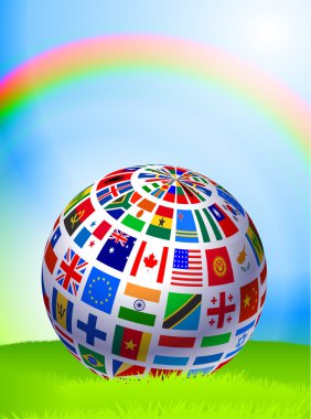 Flag Globe on Nature Background with Rainbow clipart