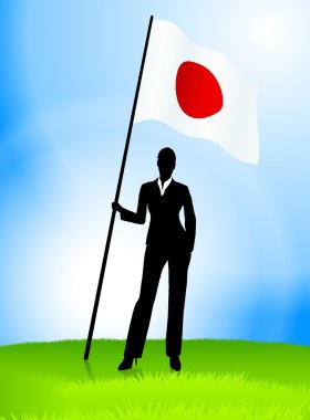Japonya bayrağı tutarak işkadını lideri