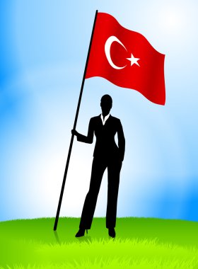 Businesswoman Leader Holding Turley Flag clipart