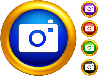 photo camera icon on buttons with golden borders clipart