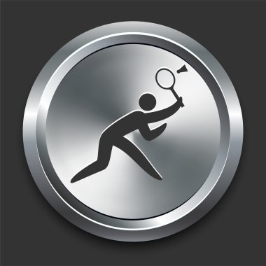 Badminton Icon on Metal Internet Button clipart