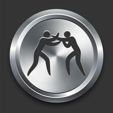 Boxing Icon on Metal Internet Button clipart