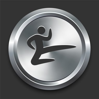 Karate Icon on Metal Internet Button clipart