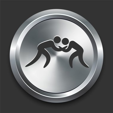 Wrestling Icon on Metal Internet Button clipart