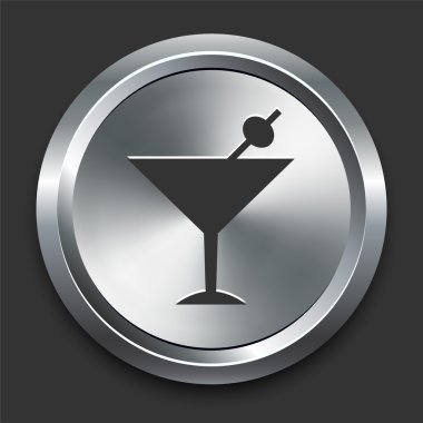 Martini Icon on Metal Internet Button clipart