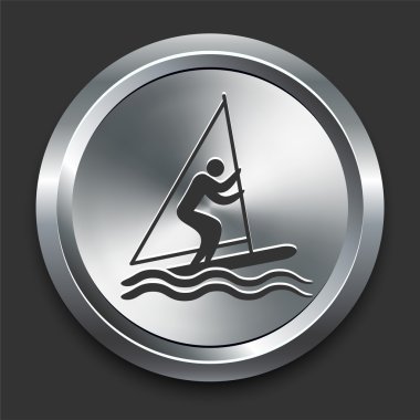 Sailing Icon on Metal Internet Button clipart