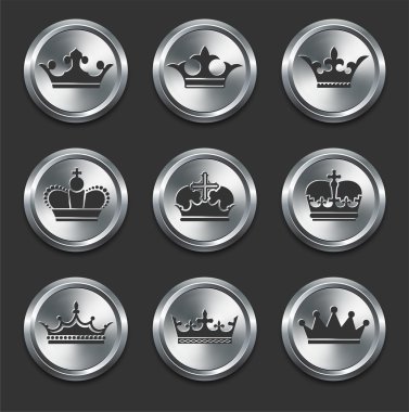 Crown Icons on Metal Internet Buttons clipart