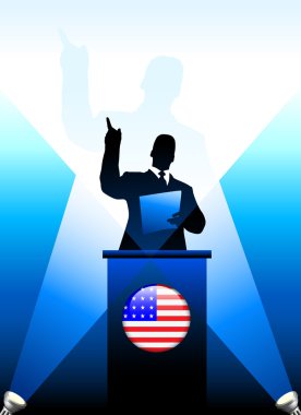 United States Leader Giving Speech on Stage clipart