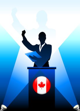 Canada Leader Giving Speech on Stage clipart