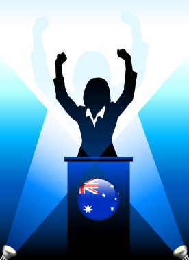 Australia Leader Giving Speech on Stage clipart