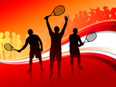 Tennis Team with Red Abstract Crowd clipart