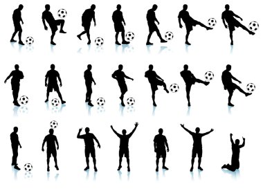 Soccer(football player) detailed silhouette set clipart