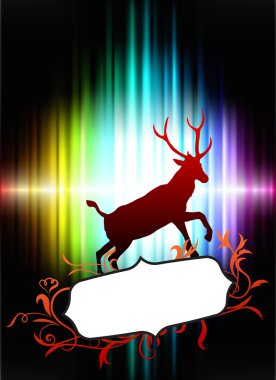 Deer with Floral Frame on Abstract Spectrum Background clipart