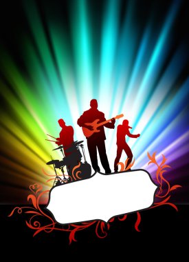 Live Music Band on Abstract Tropical Frame with Spectrum clipart