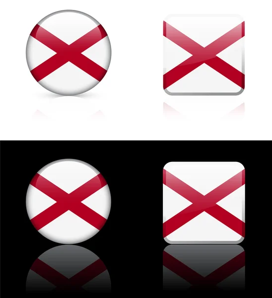 Икона флага Алабамы на кнопке "Интернет" — стоковый вектор