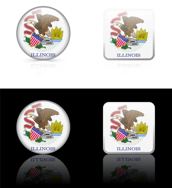 Illinois Flag Icon on Internet Button — Stock Vector