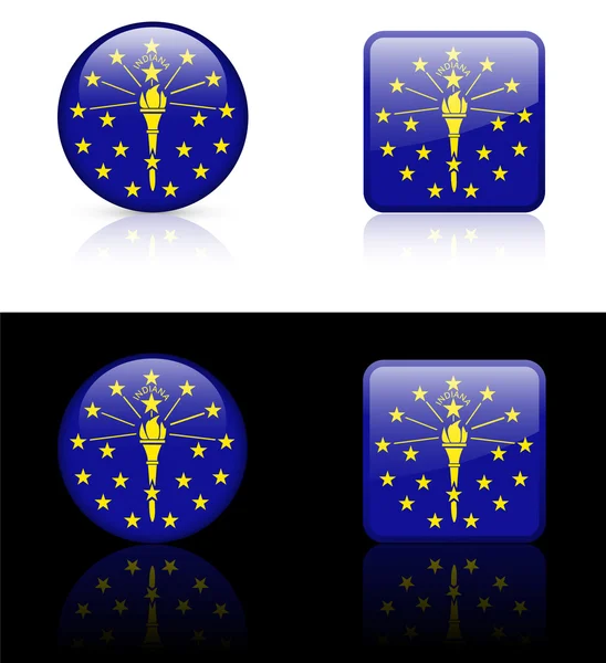 Indiana Flag Icon on Internet Button — Stock Vector