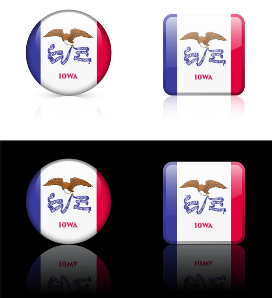 Iowa Flag Icon on Internet Button — Stock Vector