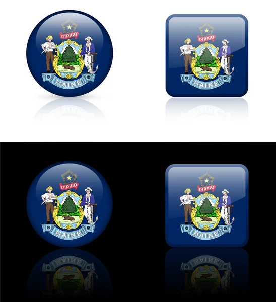 Icône du drapeau du Maine sur le bouton Internet — Image vectorielle