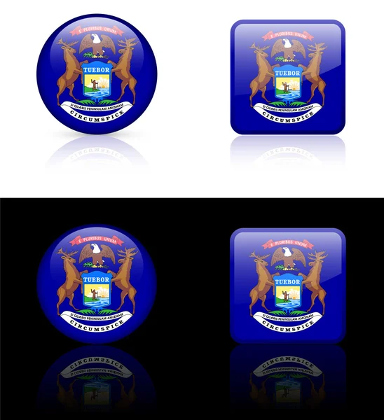 Michigan Icona Bandiera su Internet Button — Vettoriale Stock